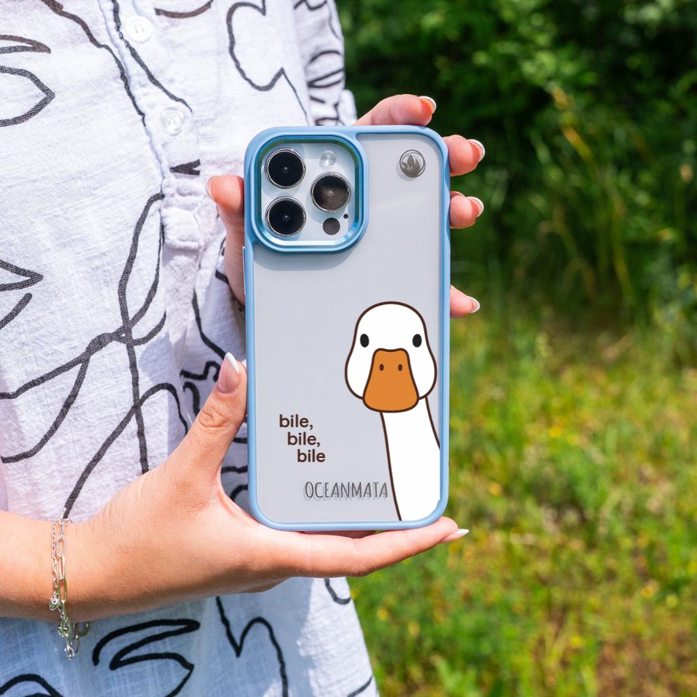 iPhone 14 pro hoesje - Eend wit - "Bile Bile Bile" - duurzaam