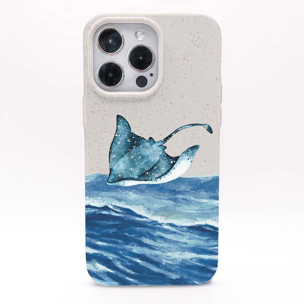 iPhone 13 hoesje - wit Manta - "Manta Wave" - duurzaam