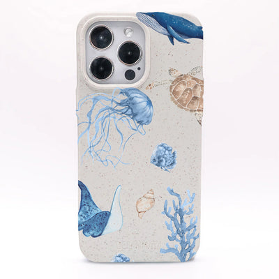 iPhone 15 pro hoesje - witte schildpad - "Turtle & Friends" - duurzaam