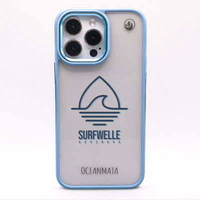 iPhone 16 pro Hülle - Surfwelle blau - "Surfwelle Augsburg" - nachhaltig