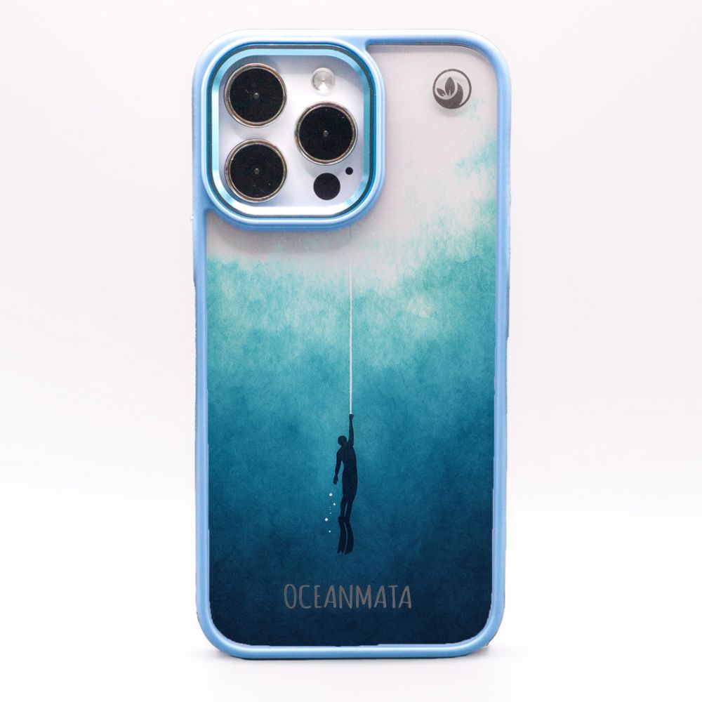 iPhone 15 pro hoesje - Freedive blauw - "Freedive" - duurzaam
