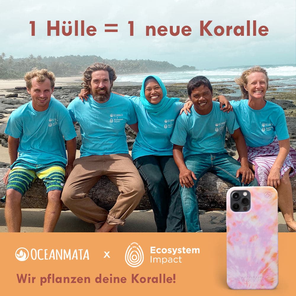 iPhone 14 hoesje - Koraaloranje - "Coralful" - Duurzaam