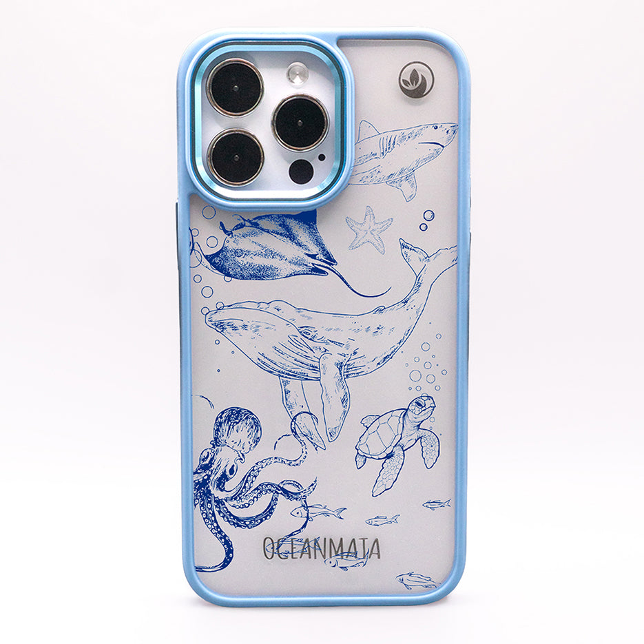 iPhone 12 pro max hoesje - walvisblauw - "WhaleLife" - duurzaam