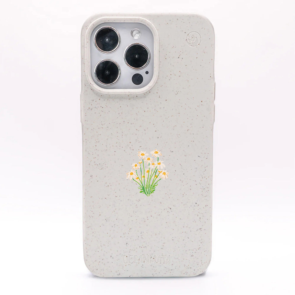 iPhone 12 mini Hülle - Blumen weiß - "Daisy" - nachhaltig