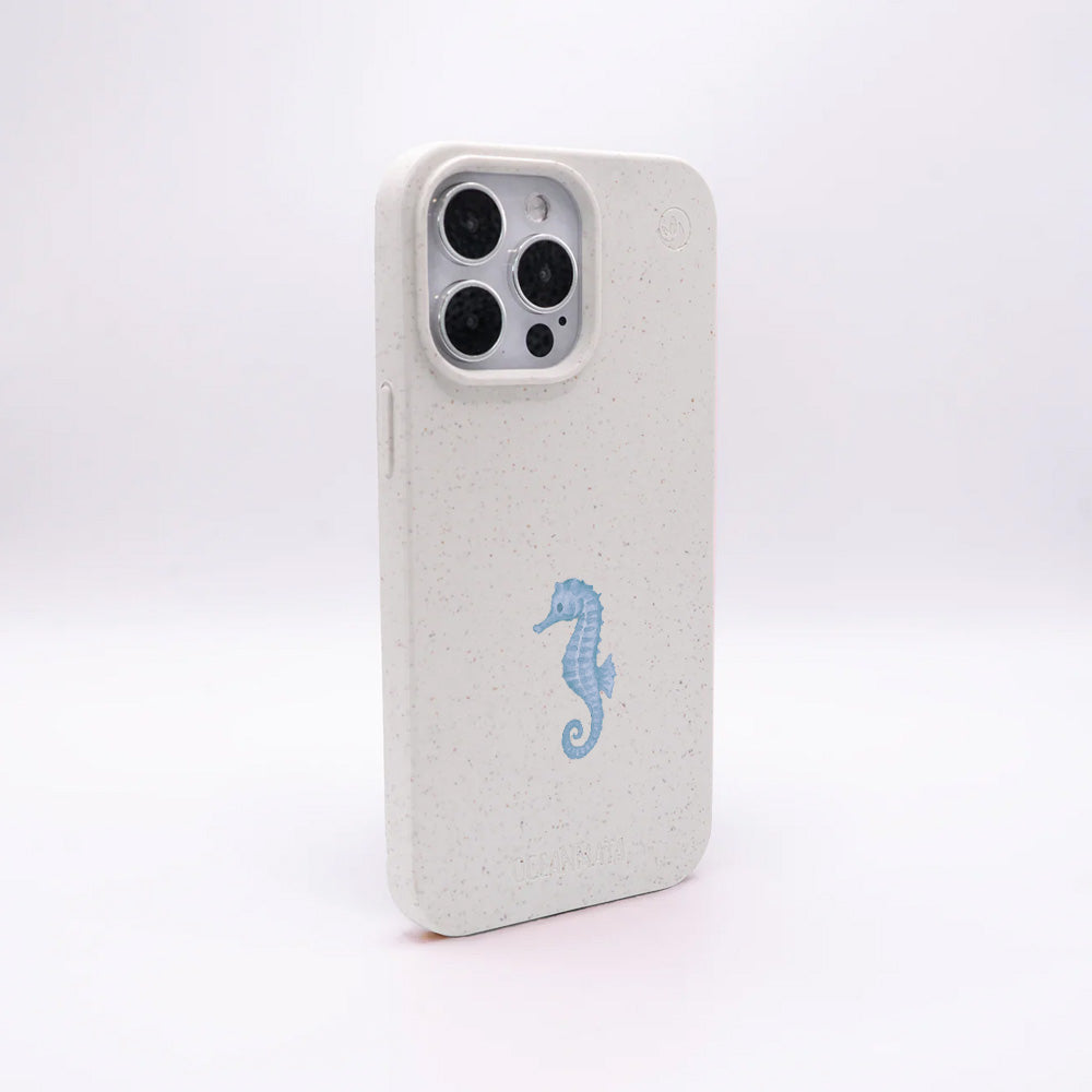 iPhone 15 pro max Hülle - Seepferdchen weiß - "SeahorseTale" - nachhaltig