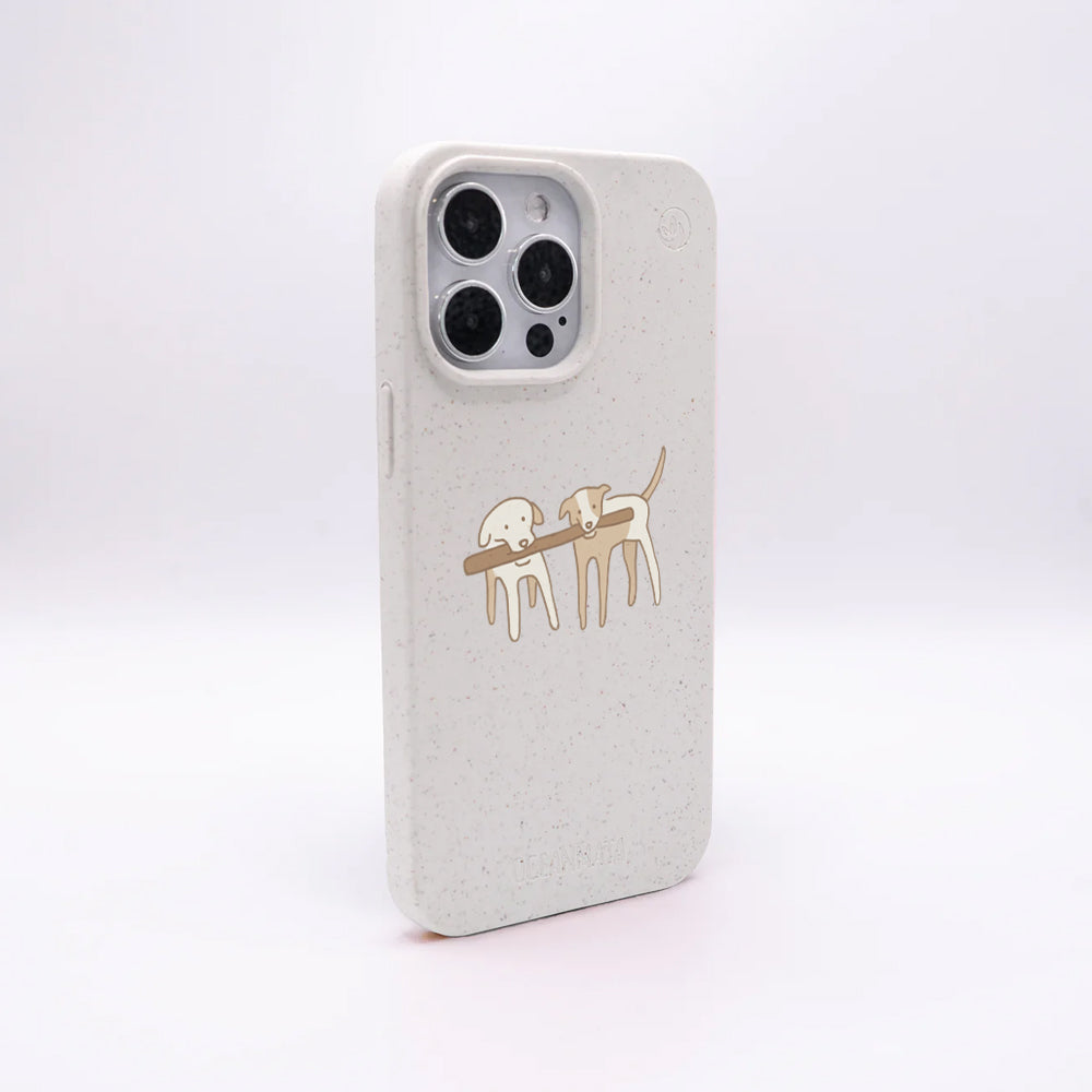 iPhone 14 pro Hülle - Hunde weiß - "Wuff" - nachhaltig
