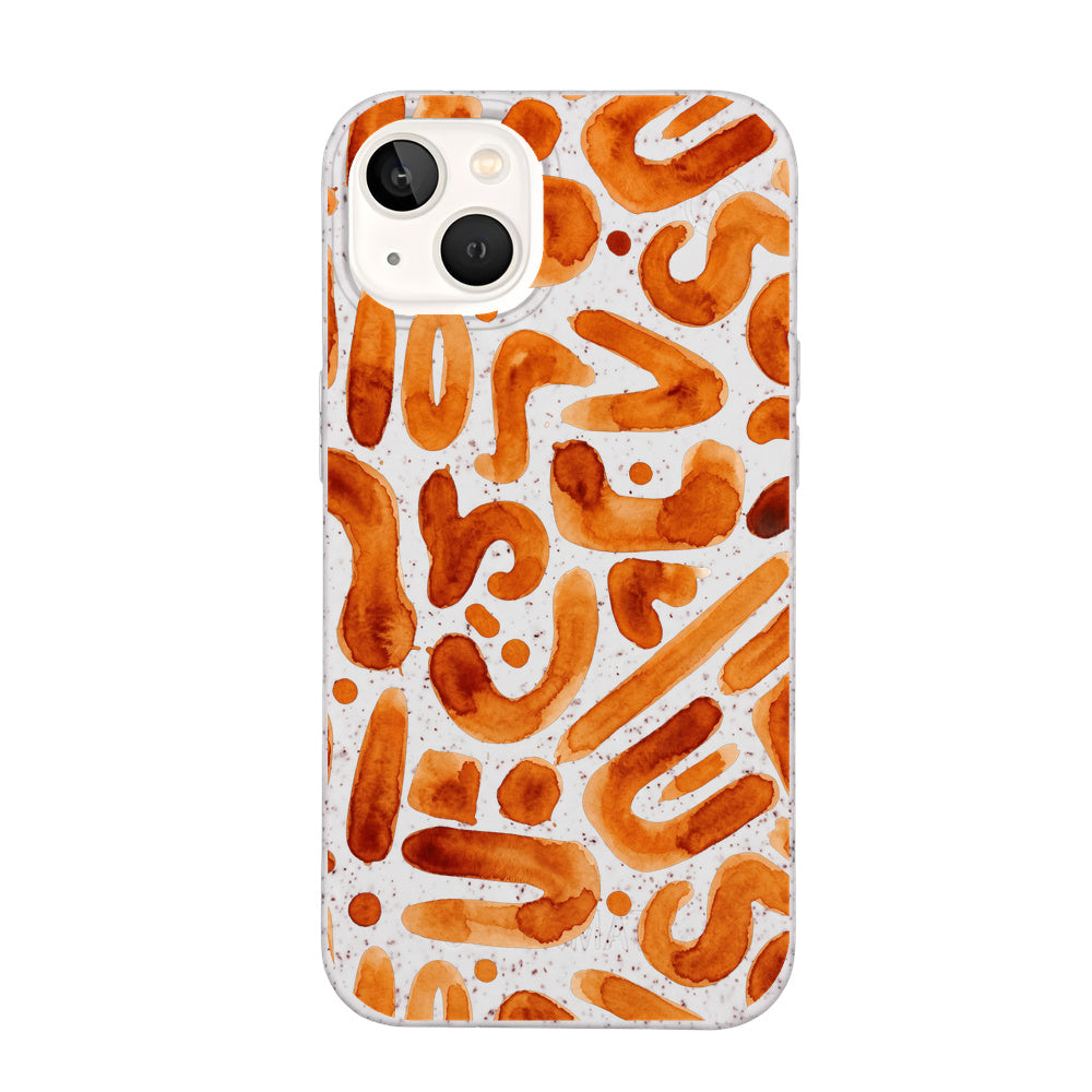 iPhone 13 Hülle - orange - "buchstabensuppe" - nachhaltig