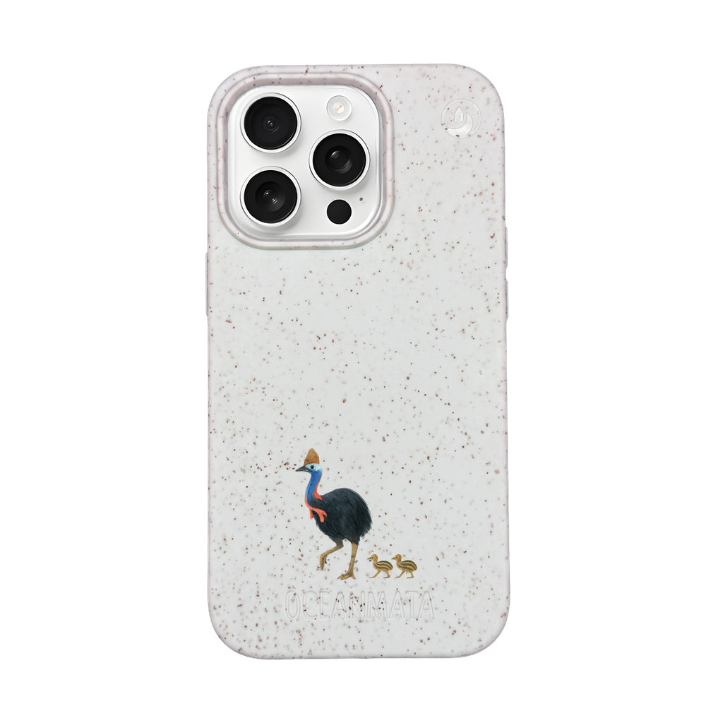 iPhone 16 pro max Hülle - Cassowary weiß - "CassowaryStroll" - nachhaltig