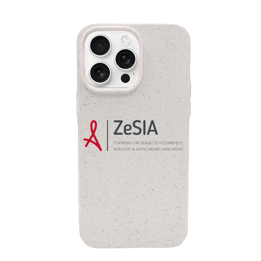 ZeSIA Karlsruhe × OceanMata Hülle Weiß – iPhone 16e (Muster)