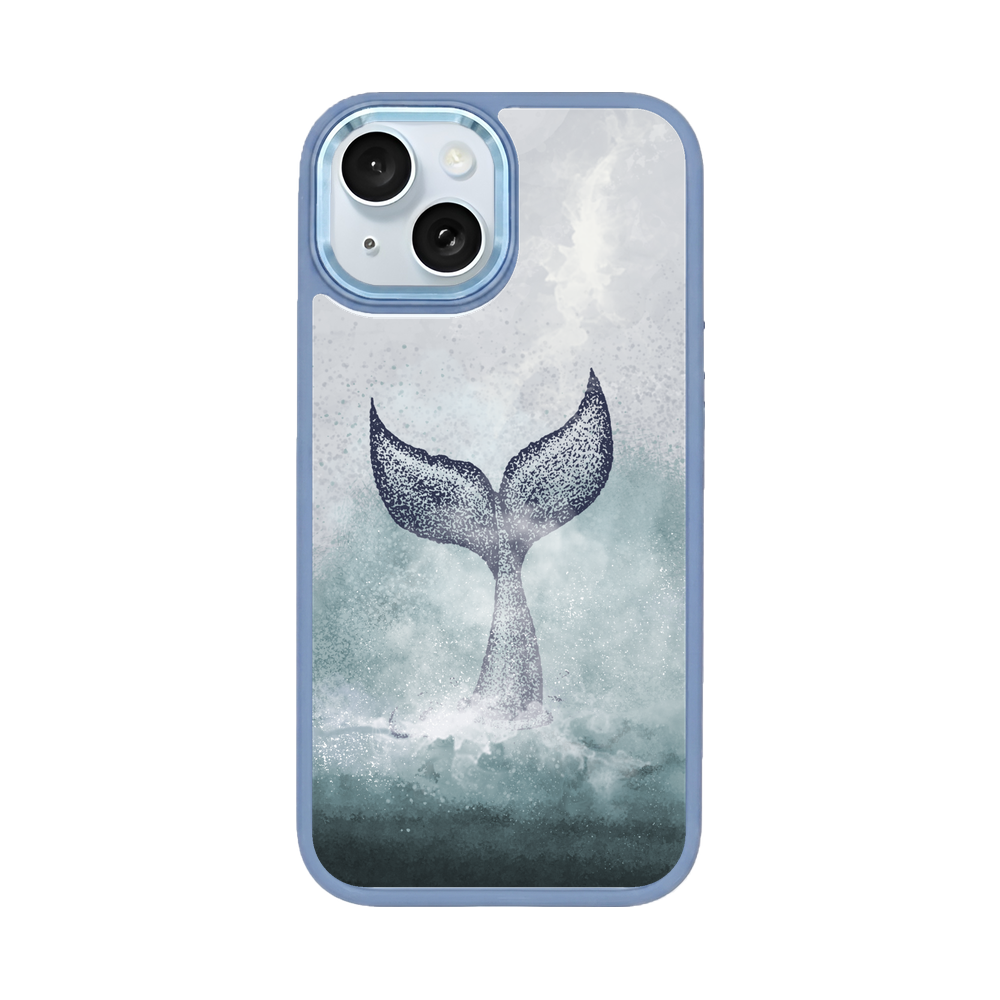 iPhone 15 hoesje - Dolfijnblauw - "Dolphin Twins" - Duurzaam