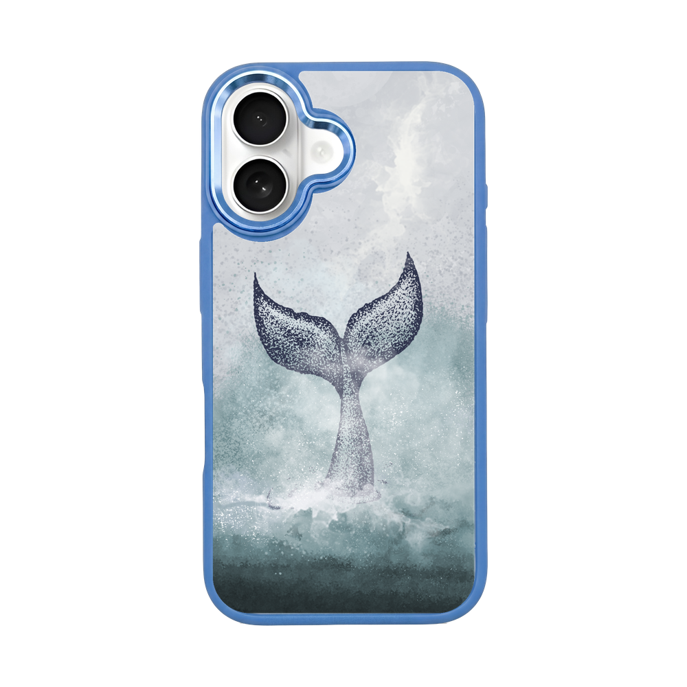 iPhone 16 hoesje - Dolfijnblauw - "Dolphin Twins" - Duurzaam