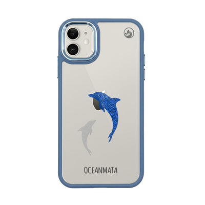 iPhone 11 hoesje - Dolfijnblauw - "Dolphin Twins" - Duurzaam