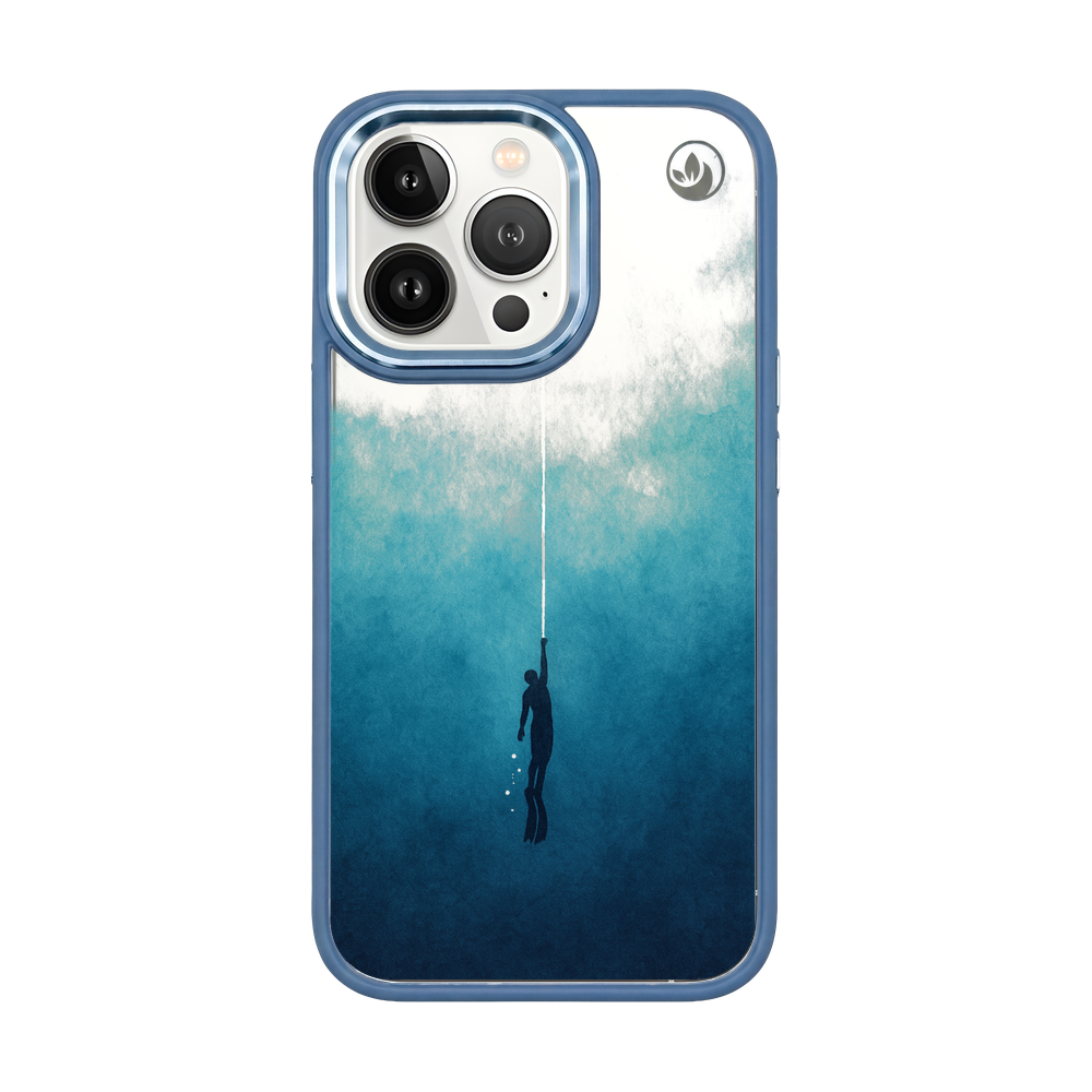 iPhone 13 pro hoesje - Freedive blauw - "Freedive" - duurzaam