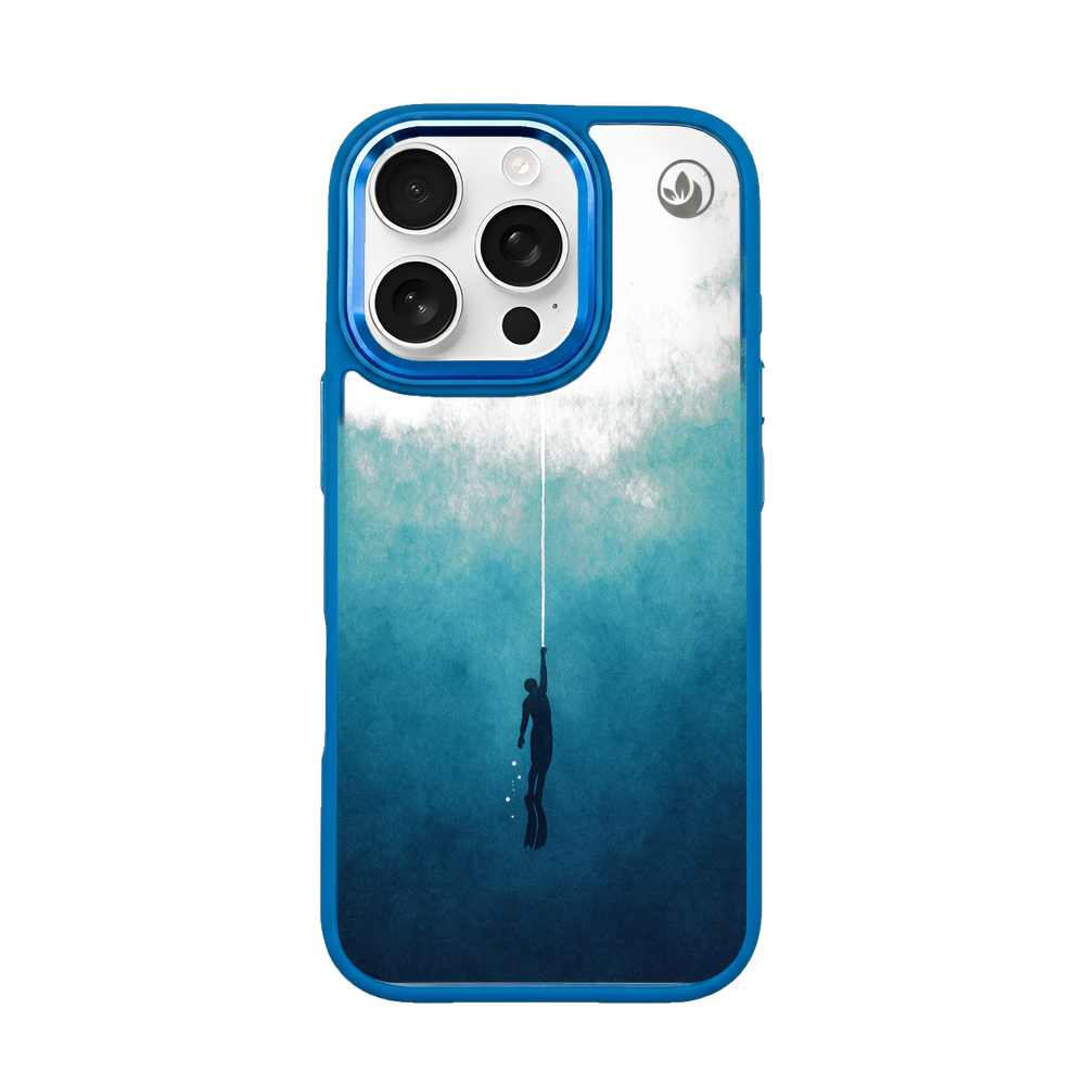 iPhone 16 pro max hoesje - Freedive blauw - "Freedive" - duurzaam