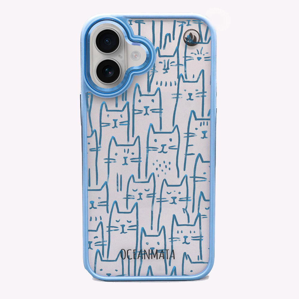 iPhone 16 Hülle - Katzen blau - "miau" - nachhaltig