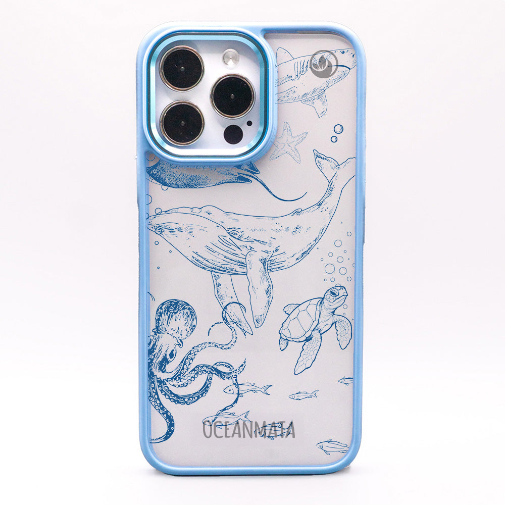 iPhone 15 pro hoesje - walvisblauw - "WhaleLife" - duurzaam