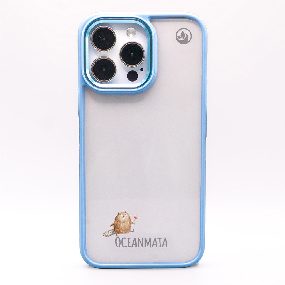 iPhone 14 Hülle - Biber blau - "BeaverBliss" - nachhaltig