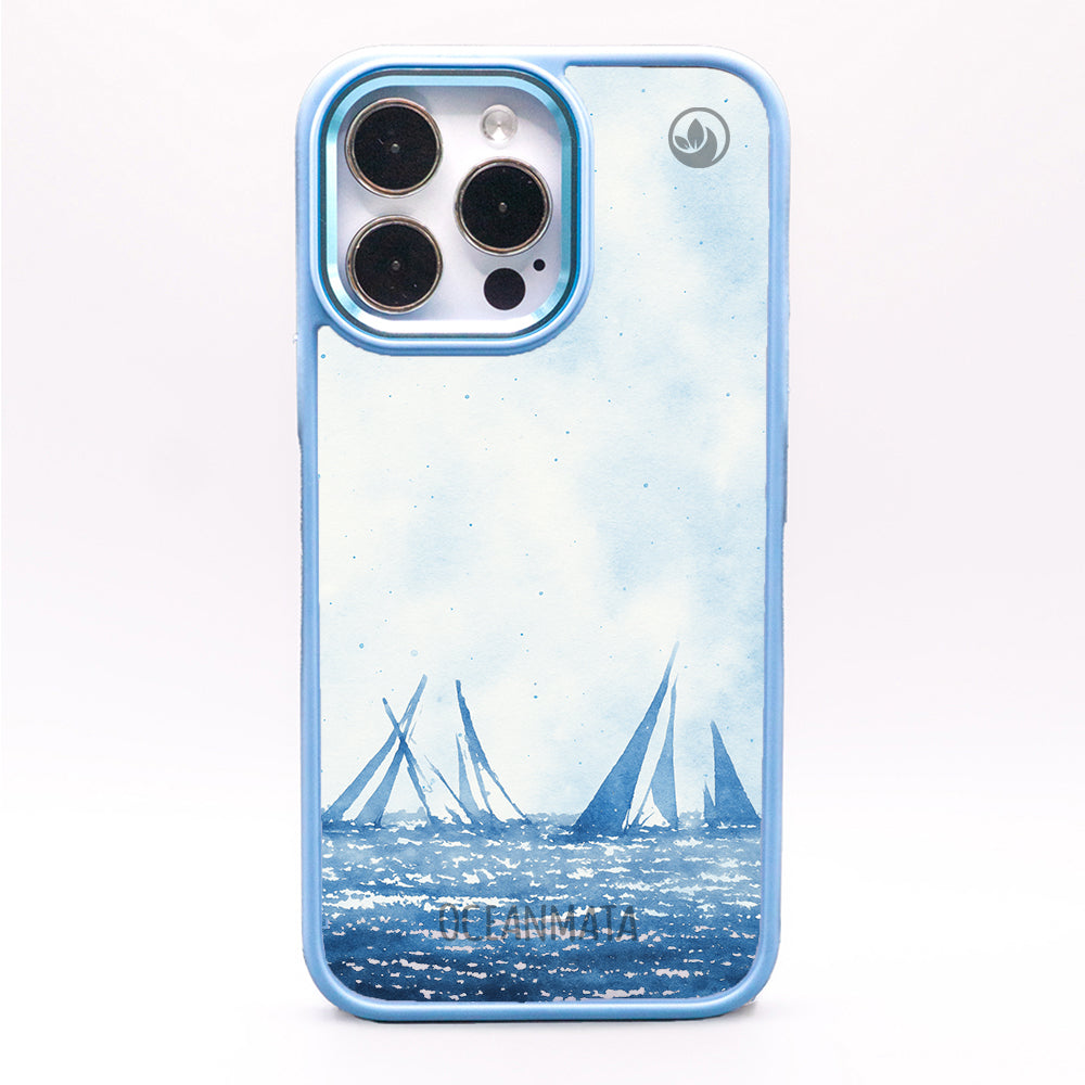 iPhone 15 Hülle - segeln blau - "BlueHorizon" - nachhaltig