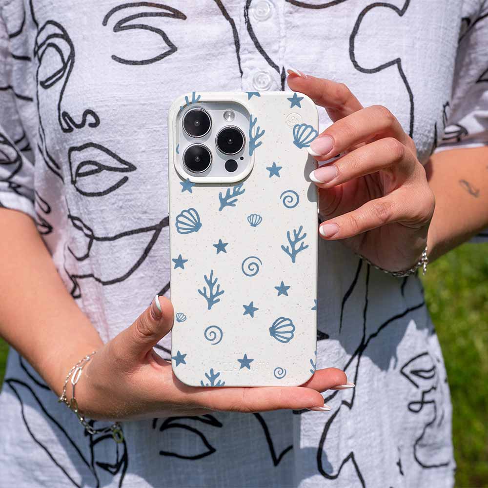 iPhone 17 Hülle - Korallen weiß - "BlueCoralLife" - nachhaltig