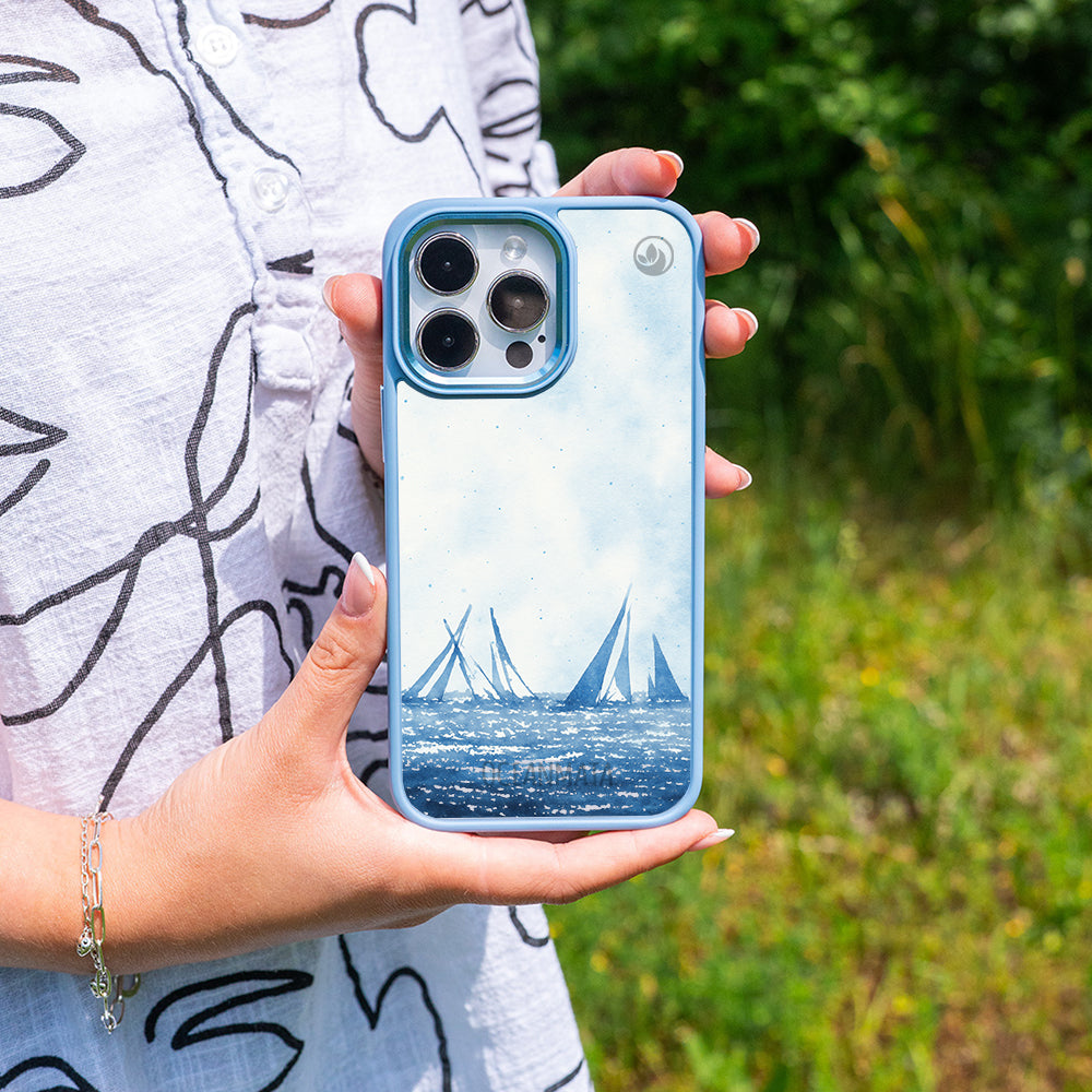 iPhone 15 pro max Hülle - segeln blau - "BlueHorizon" - nachhaltig