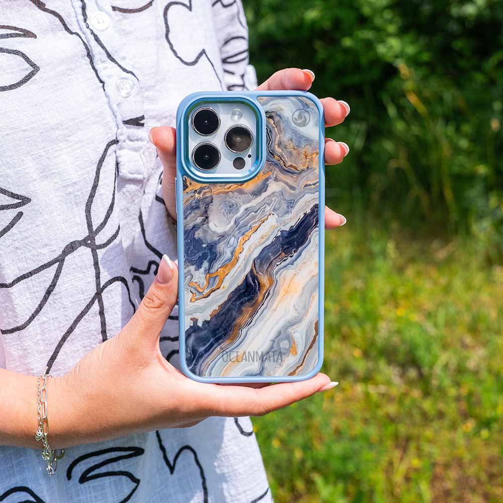 iPhone 16 pro Hülle - marmor blau - "BlueMarble" - nachhaltig