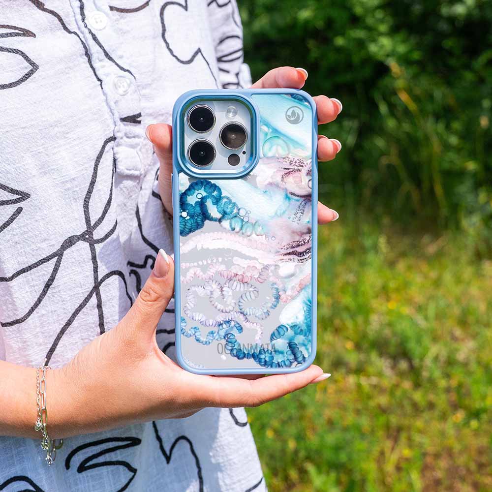 iPhone 14 pro max Hülle - Qualle blau - "Men o' War" - nachhaltig