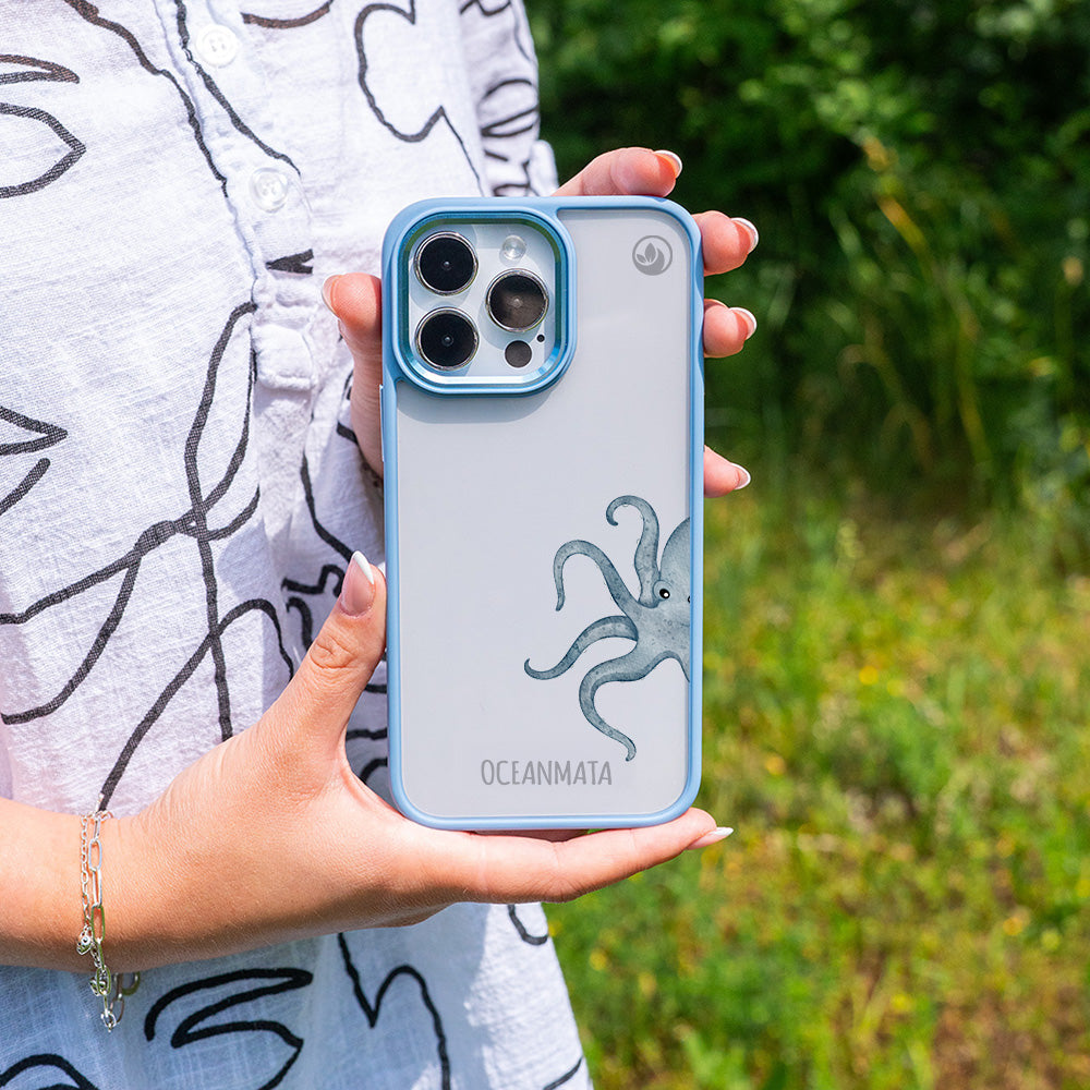 iPhone 14 pro Hülle - Oktopus blau - "TentacleTheory" - nachhaltig