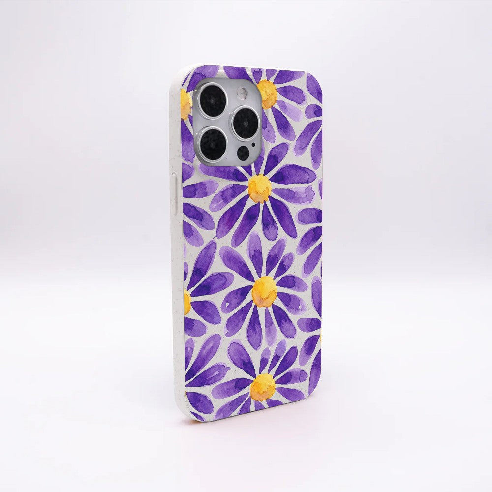 Biologisch abbaubare Handyhülle iPhone 15 Purplebloom — kompostierbar — Rückseite