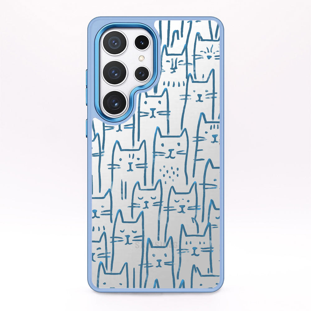 Samsung S25 Hülle - Katzen blau - "miau" - nachhaltig