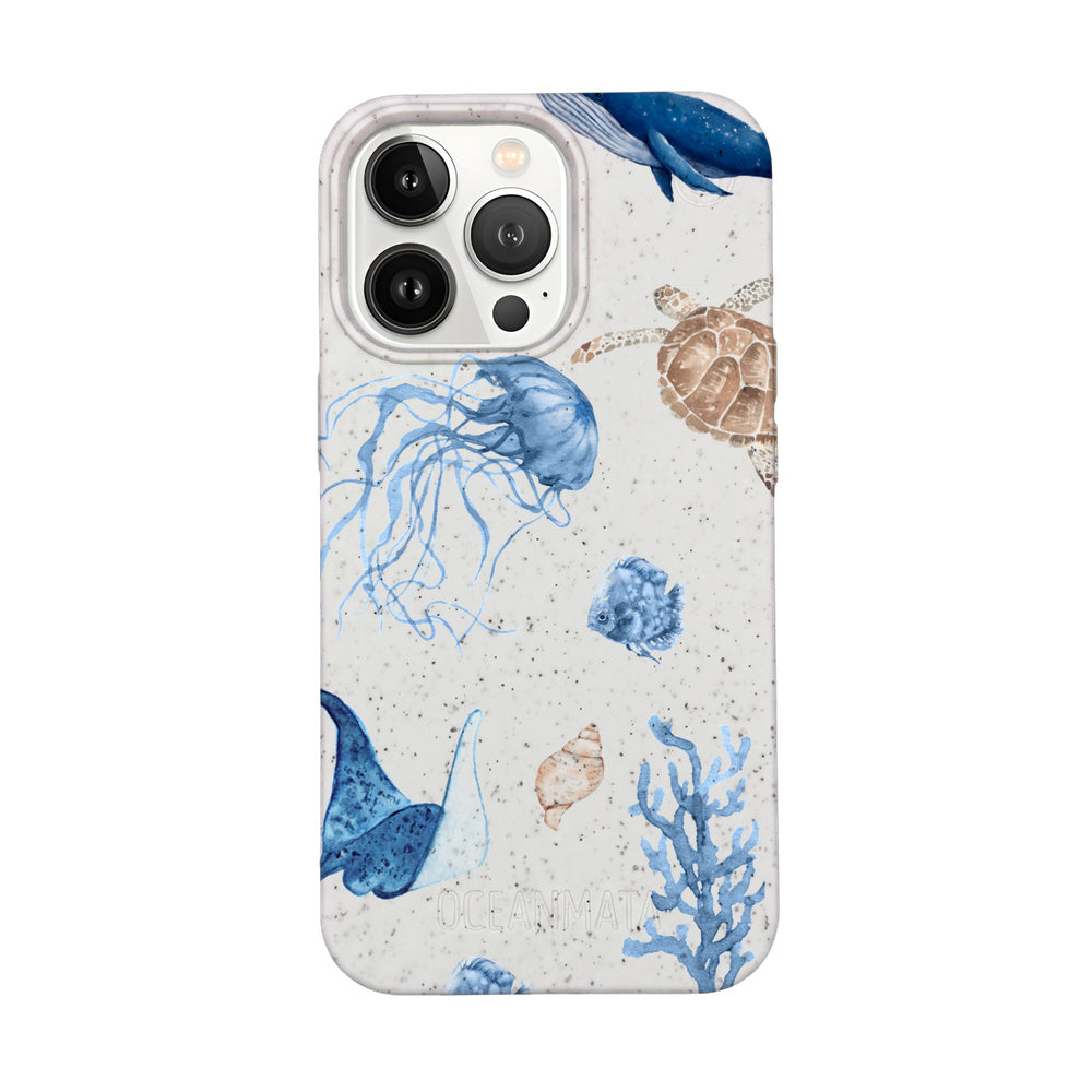 iPhone 13 pro max hoesje - witte schildpad - "Turtle & Friends" - duurzaam