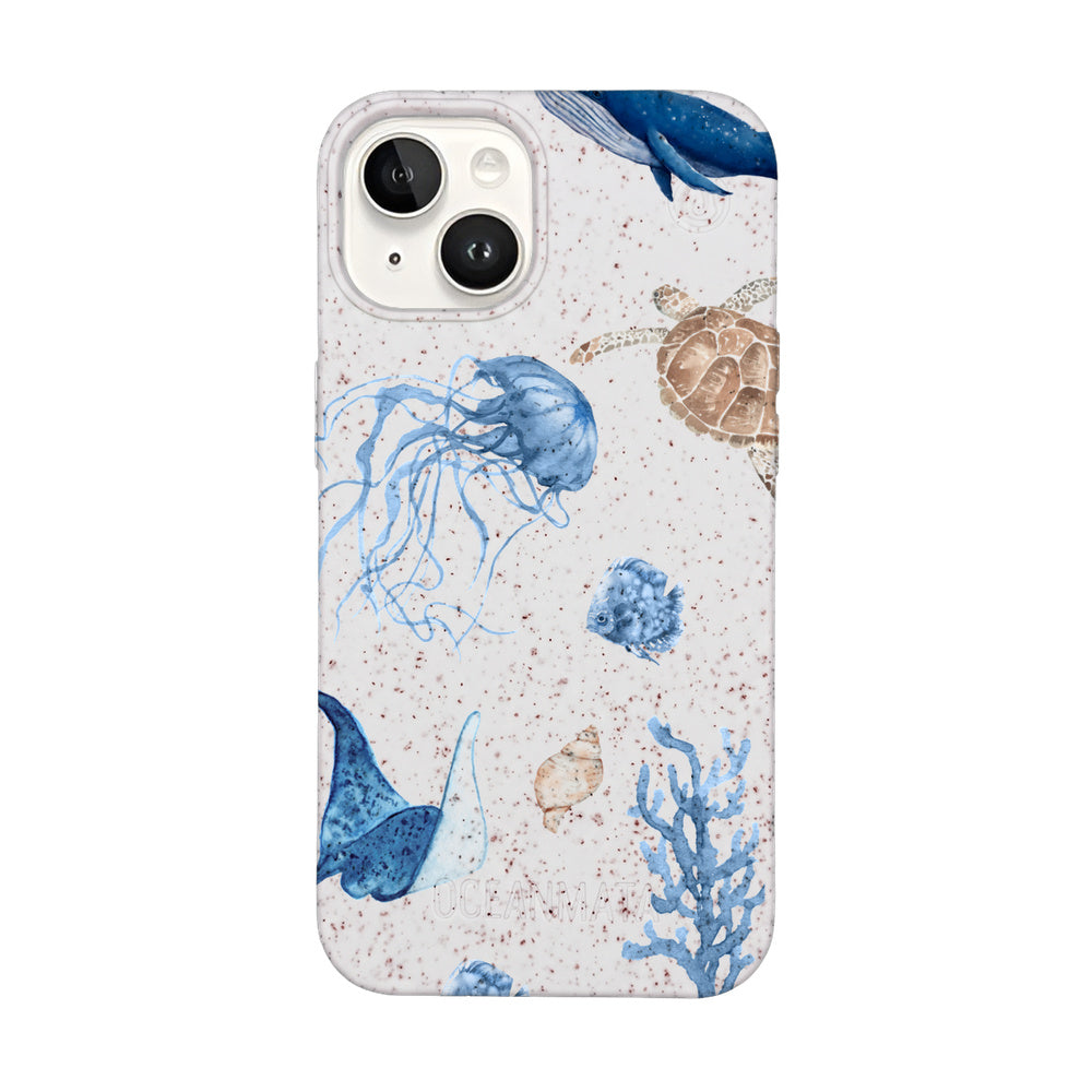 iPhone 14 hoesje - witte schildpad - "Turtle & Friends" - duurzaam