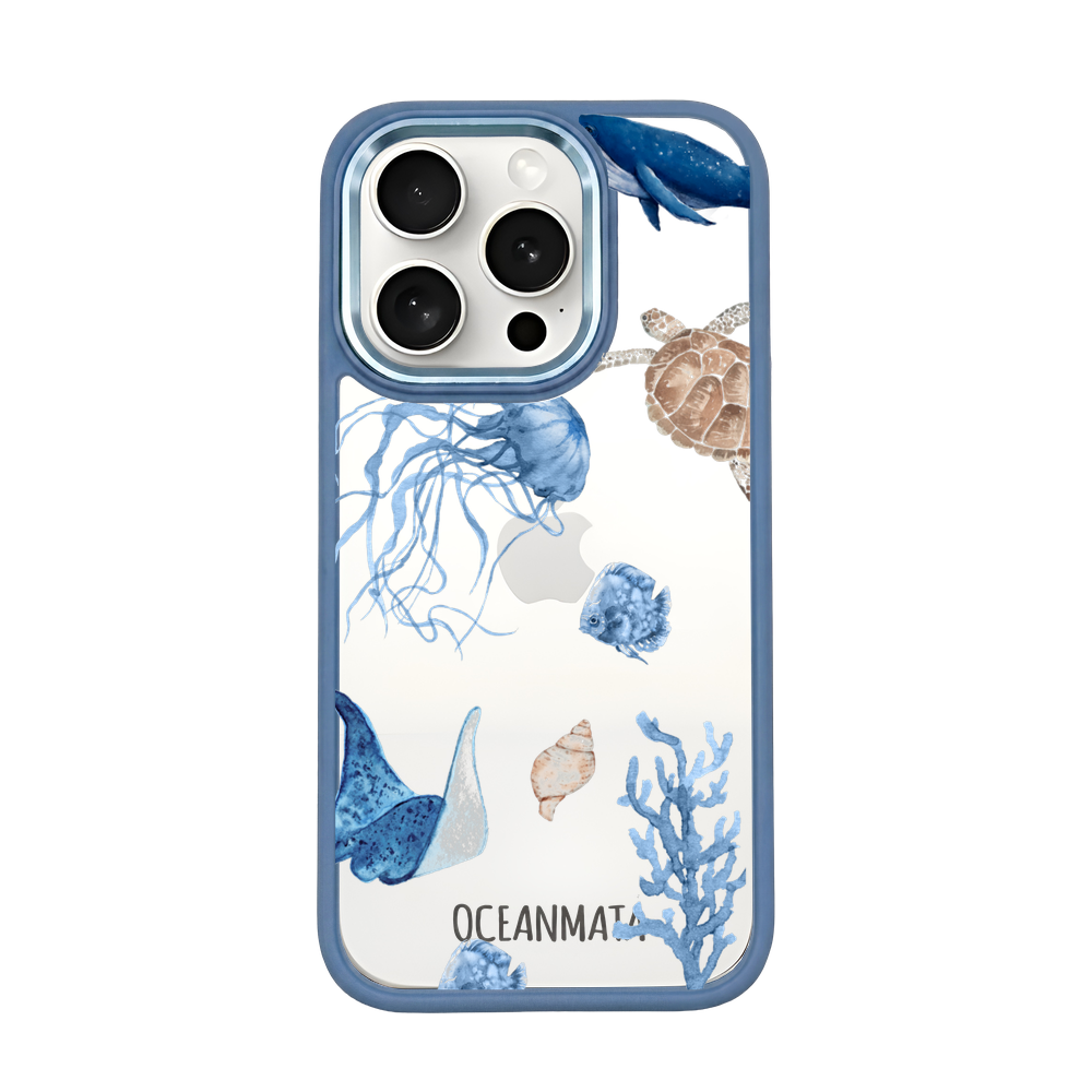 iPhone 15 pro hoesje - witte schildpad - "Turtle & Friends" - duurzaam