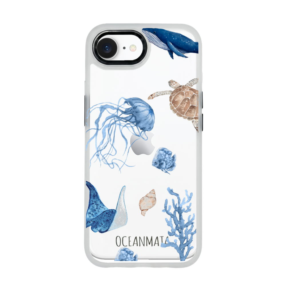 iPhone 16e hoesje - witte schildpad - "Turtle & Friends" - duurzaam