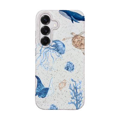 Samsung S25 Hülle - weiß Schildkröte - "Sea Turtle & Friends" - nachhaltig