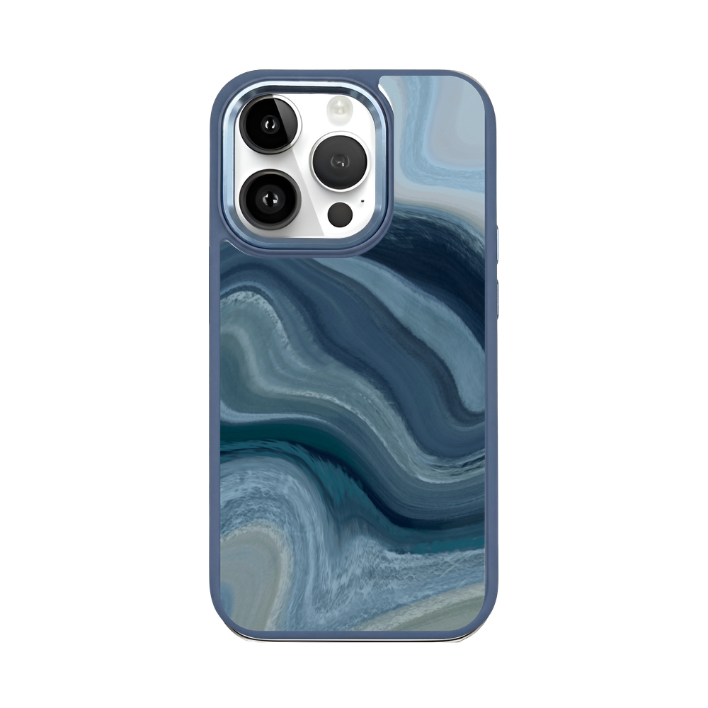iPhone 14 pro max hoesje - Line Art Ocean - "Waves of Balance" - duurzaam