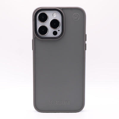 iPhone 15 pro hoesje - transparant grijs - duurzaam 