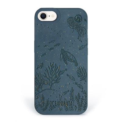 iPhone SE/7/8 hoesje 'TURTLE Family' - blauw - duurzaam