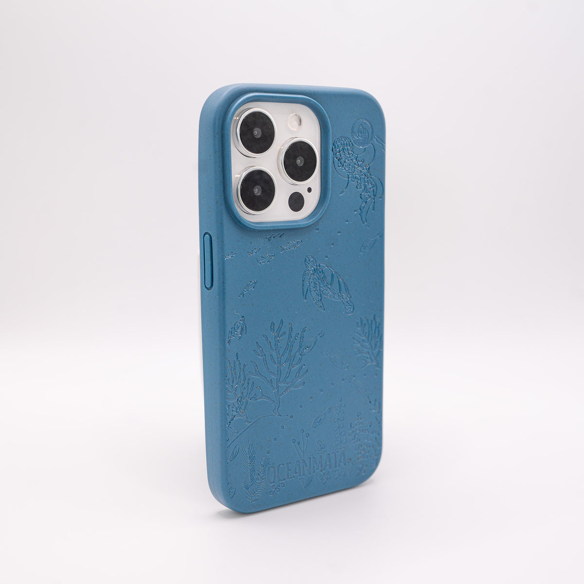 iPhone 15 pro hoesje 'TURTLE Family' - blauw - duurzaam