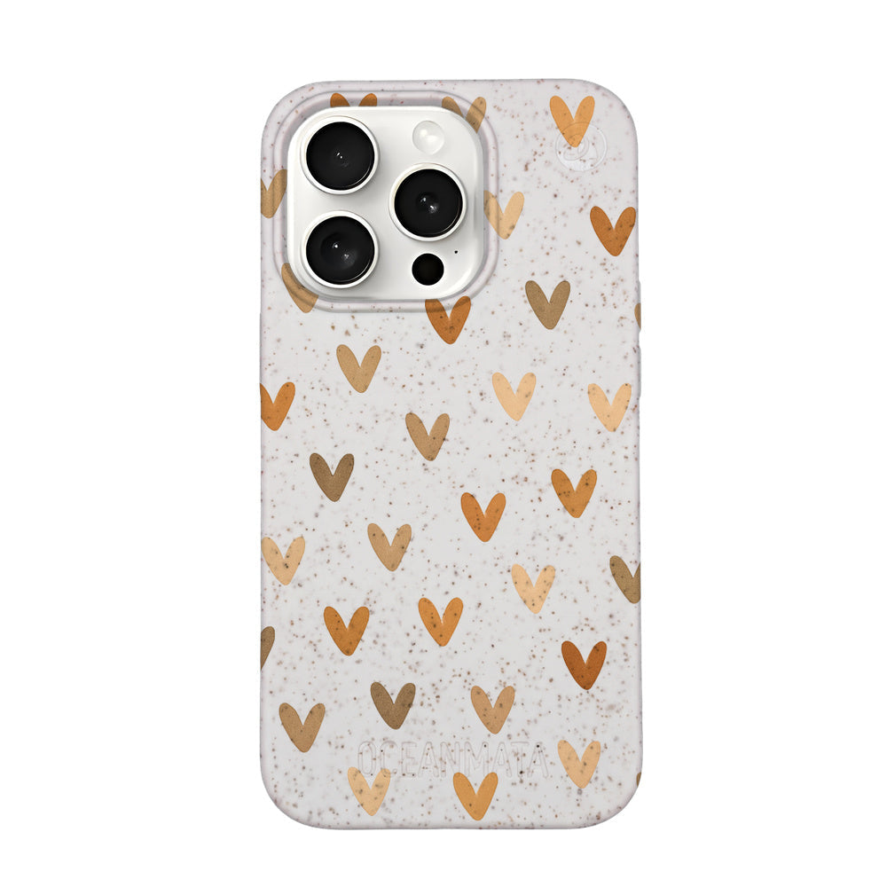 iPhone 15 pro Hülle - Herz weiß - "AutumnLove" - nachhaltig