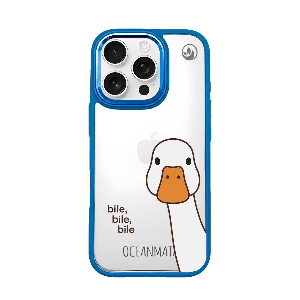 iPhone 16 pro hoesje - Eend wit - "Bile Bile Bile" - duurzaam