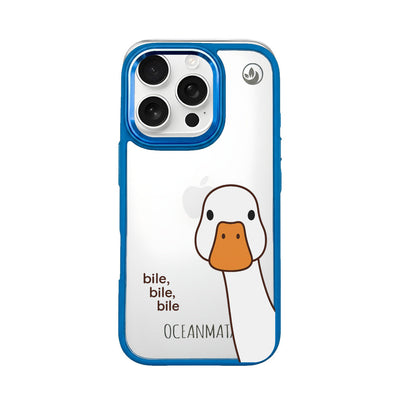iPhone 16 pro hoesje - Eend wit - "Bile Bile Bile" - duurzaam