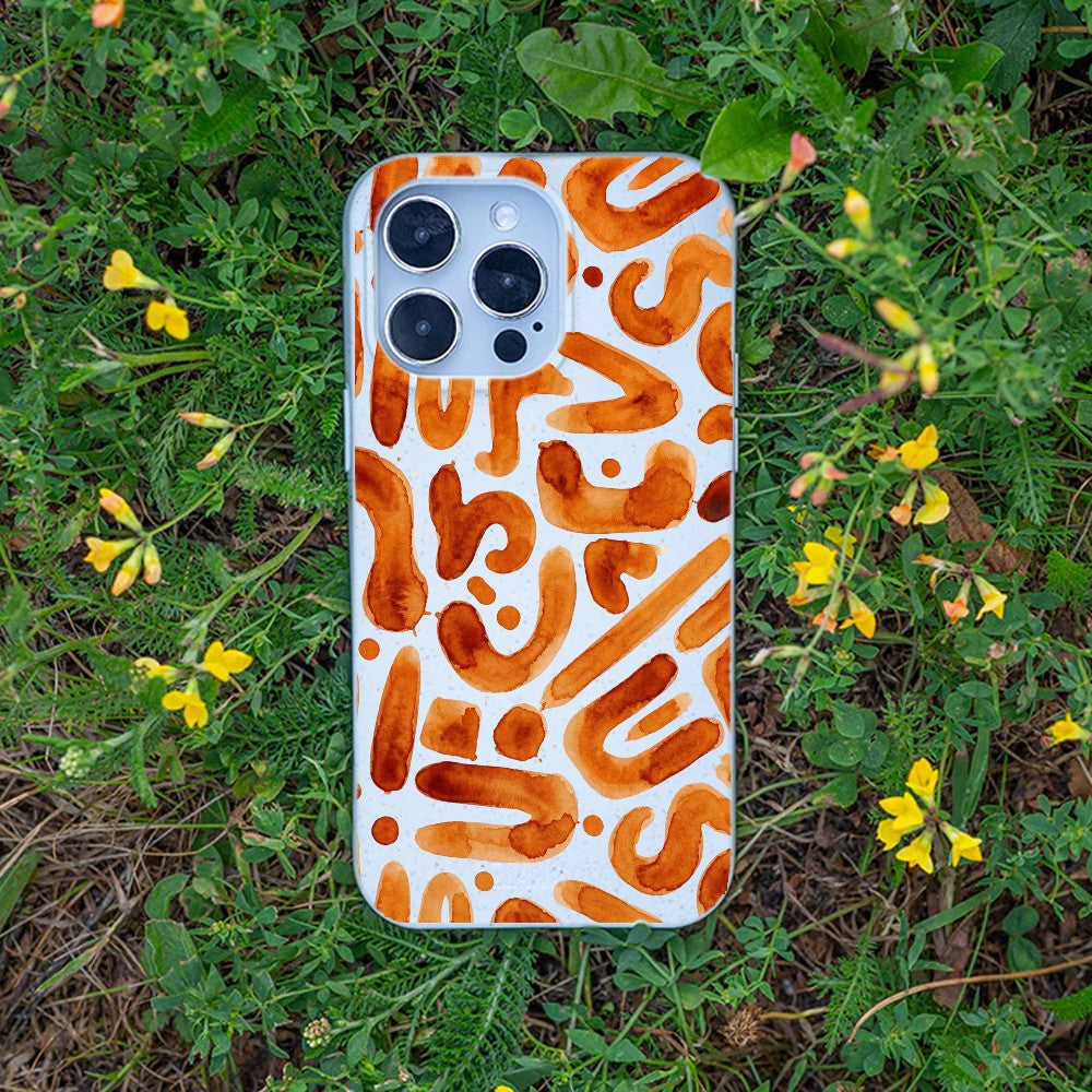 Biologisch abbaubare Handyhülle iPhone 15 pro Buchstabensuppe — kompostierbar — Bonus