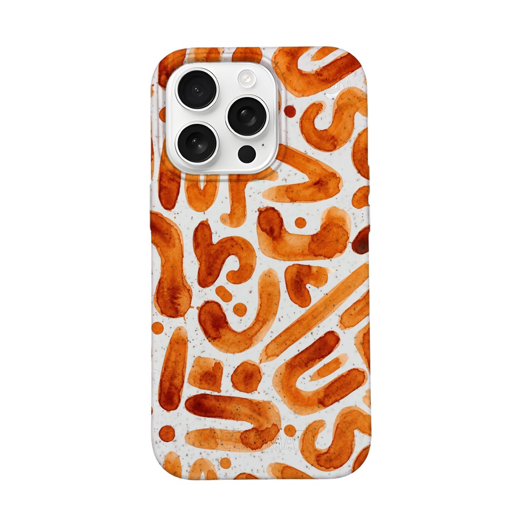 iPhone 16 pro max Hülle - orange - "buchstabensuppe" - nachhaltig