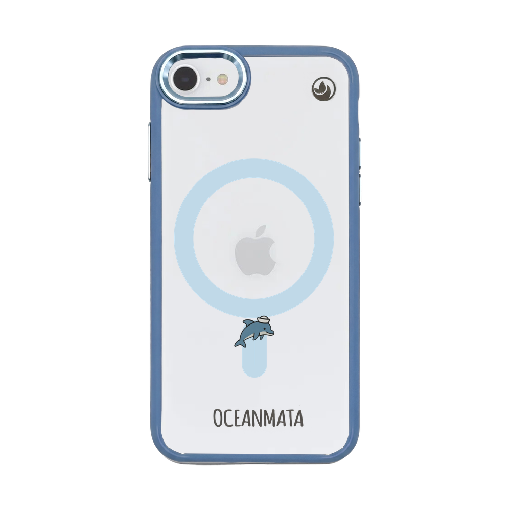 iPhone 6/6S/7/8/SE(2020)/SE(2022) Hülle - Delfin blau - "Captain Dolphin" - nachhaltig