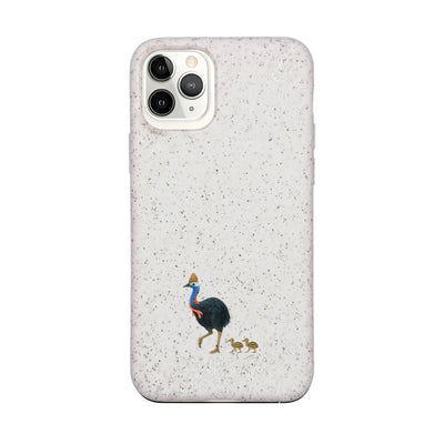 iPhone 11 pro Hülle - Cassowary weiß - "CassowaryStroll" - nachhaltig