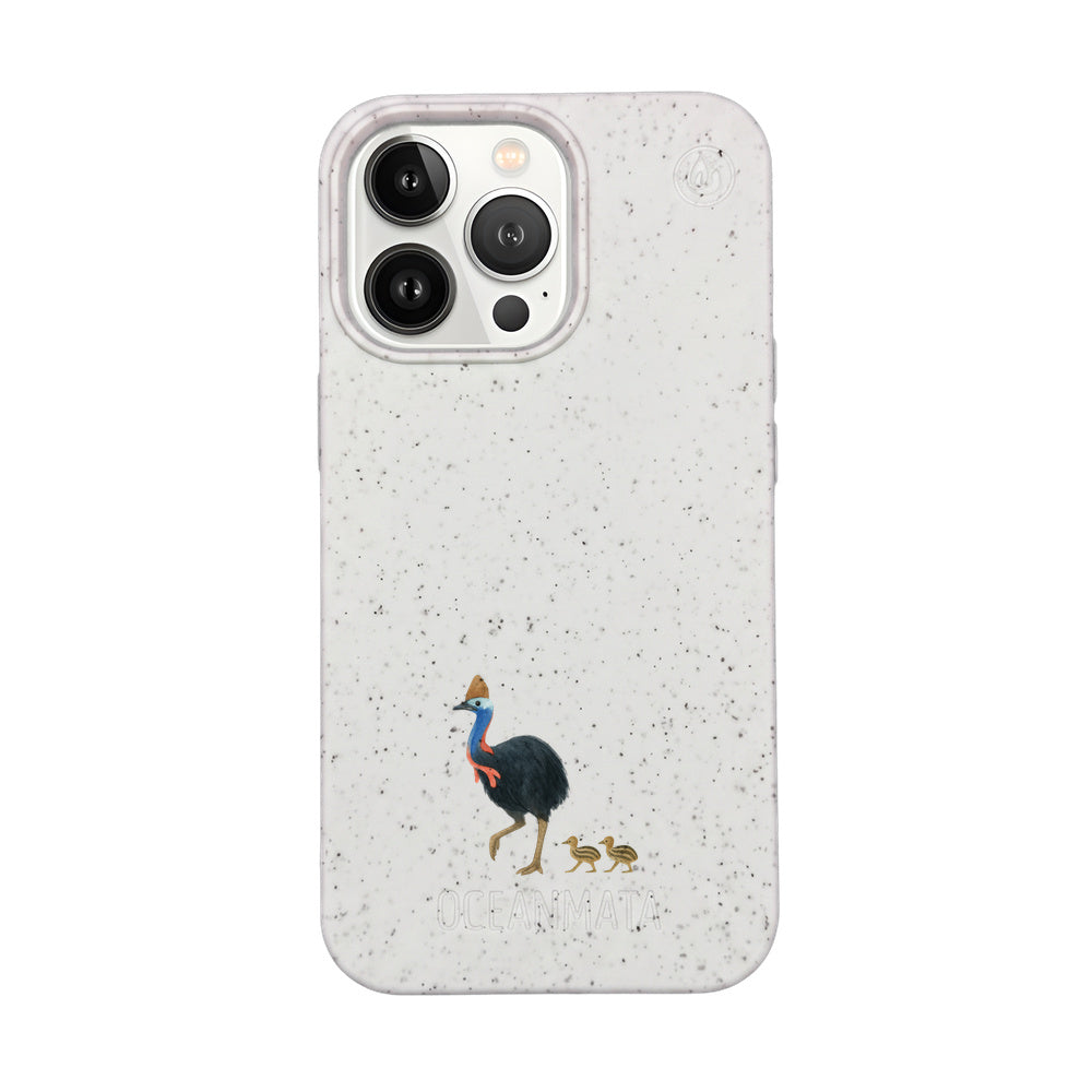 iPhone 13 pro Hülle - Cassowary weiß - "CassowaryStroll" - nachhaltig