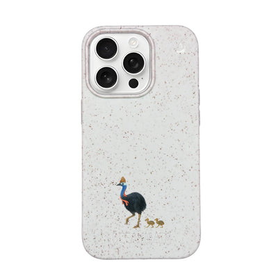 iPhone 16 pro max Hülle - Cassowary weiß - "CassowaryStroll" - nachhaltig