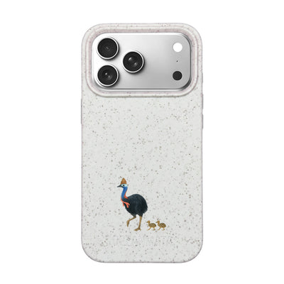 iPhone 18 Pro Max / 17 Pro Max Hülle - Cassowary weiß - "CassowaryStroll" - nachhaltig