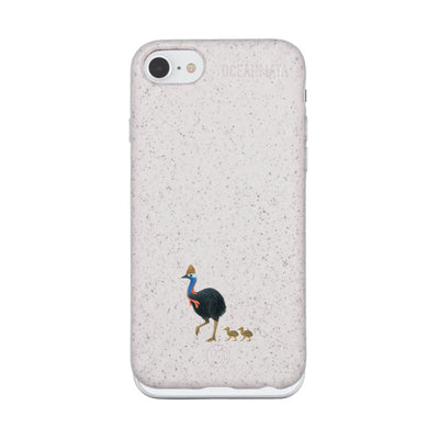 iPhone SE/7/8 Hülle - Cassowary weiß - "CassowaryStroll" - nachhaltig