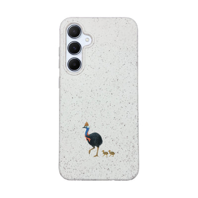 Samsung A55 Hülle - Cassowary weiß - "CassowaryStroll" - nachhaltig